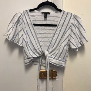 Wrap blue and white crop top